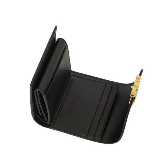 【CELINE】Small Flap Triomphe 凱旋門 亮澤牛皮革 小號 翻蓋 零錢包 卡夾 皮夾 短夾 黑色 10D783DPV.38NO