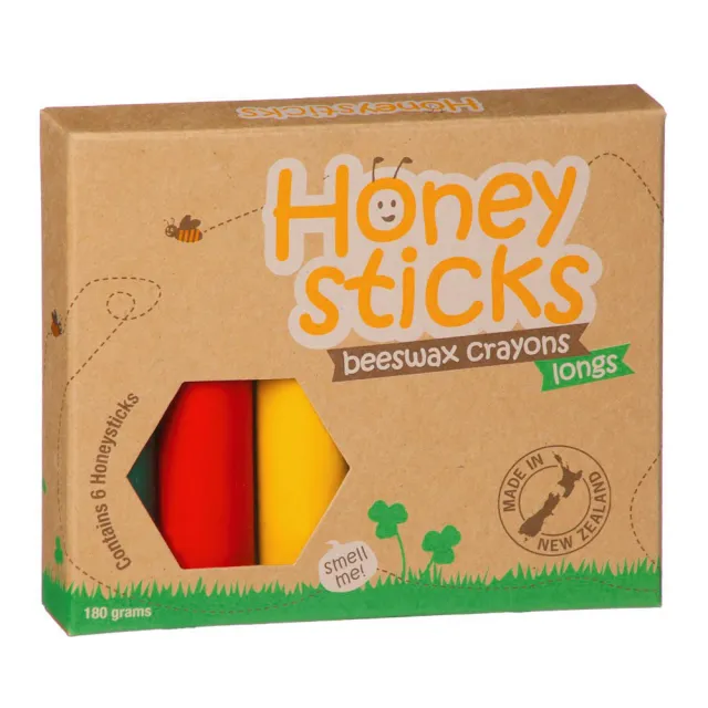 【HONEY STICKS】紐西蘭純天然蜂蠟無毒蠟筆(6色高胖型＋7色浴室可水洗型)