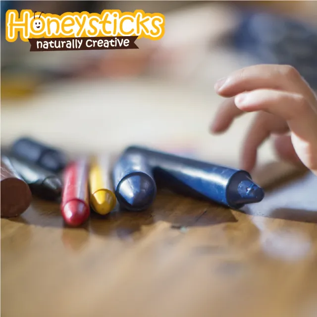 【HONEY STICKS】紐西蘭純天然蜂蠟無毒蠟筆-3歲以上幼童適用(6色高胖型x2組)