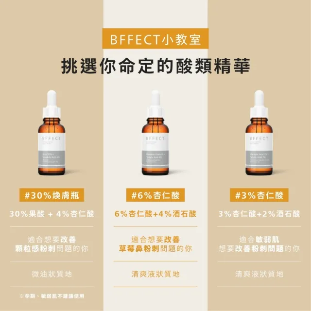 【BFFECT】30% 果酸 + 4% 杏仁酸煥膚精華 30ml_2入組(30%煥膚瓶)