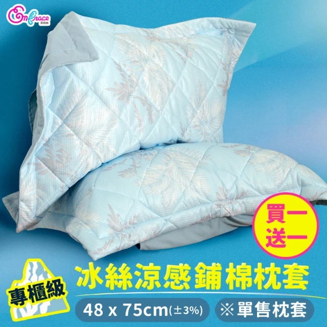 Embrace 英柏絲 買一送一 冰絲涼感鋪棉枕套 舒眠抗菌枕套 壓框枕頭套 厚枕套 信封式枕套(單售枕套)