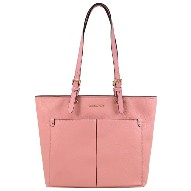【Michael Kors】JET SET TRAVEL 簡約浮雕LOGO拉鍊肩背包托特包(玫瑰粉)