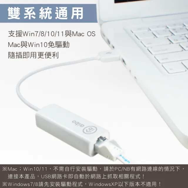 【aibo】USB 2.0 轉 RJ-45 高速網路卡(支援 MAC 系統)