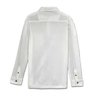 【GFoneone】休閒長袖口袋POLO衫 吸濕排汗修身正式商務POLO衫-白色(男商務POLO衫)