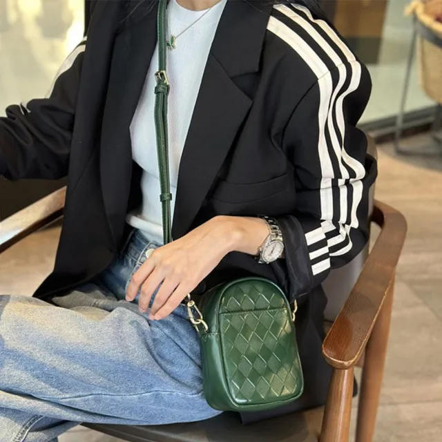 【LEEHER】雙11 小包包  真皮包包 便攜包 包包女斜背包 斜背包女小方包 可愛包包 白色包包 菱格