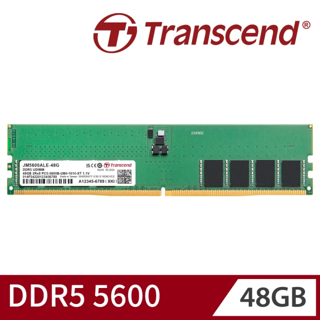 Transcend 創見Transcend 創見 JetRam DDR5 5600 48GB 桌上型記憶體(JM5600ALE-48G)