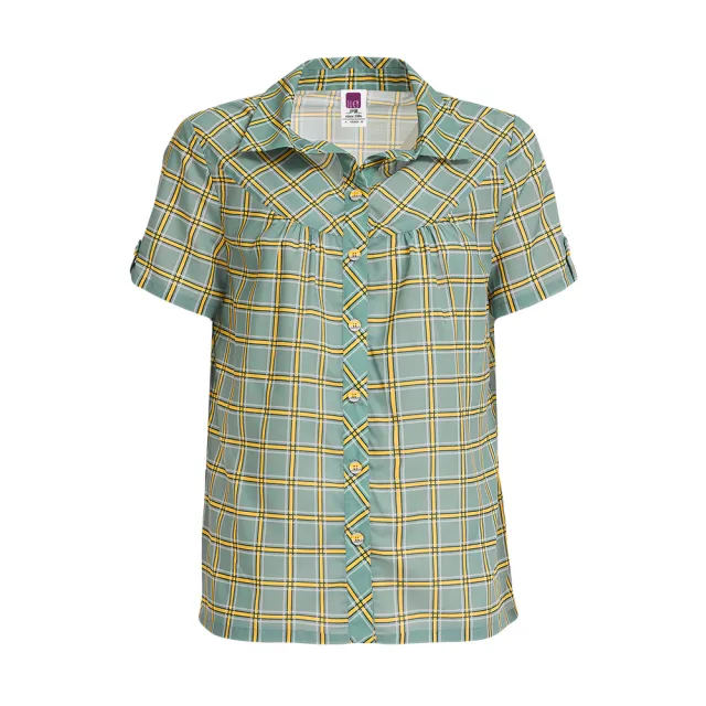 【ILEY 伊蕾】格紋印花休閒短袖襯衫(綠色；M-XL；1242351503)