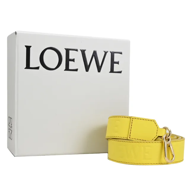 【LOEWE 羅威】經典雙面LOGO壓紋小牛皮不可調肩斜替換時尚背帶(亮黃)