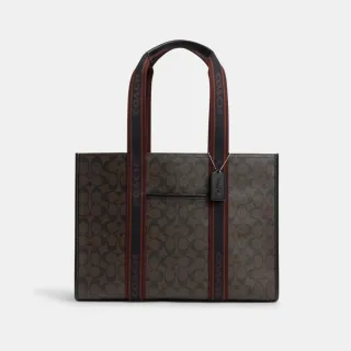 【COACH】蔻馳官方直營 SMITH經典Logo大號托特手袋-銀色硬體/混合棕色(CM865)