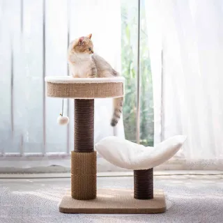 【Petpals】簡約雙柱療癒貓跳台-2層(貓跳台/貓窩/貓爬架/貓樹/貓咪跳台/貓抓柱)
