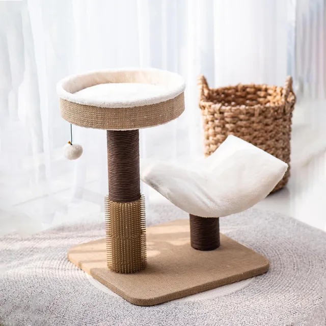 【Petpals】簡約雙柱療癒貓跳台-2層(貓跳台/貓窩/貓爬架/貓樹/貓咪跳台/貓抓柱)
