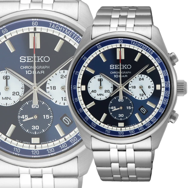 SEIKO 精工 CS系列熊貓錶三眼計時手錶-41.5mm 