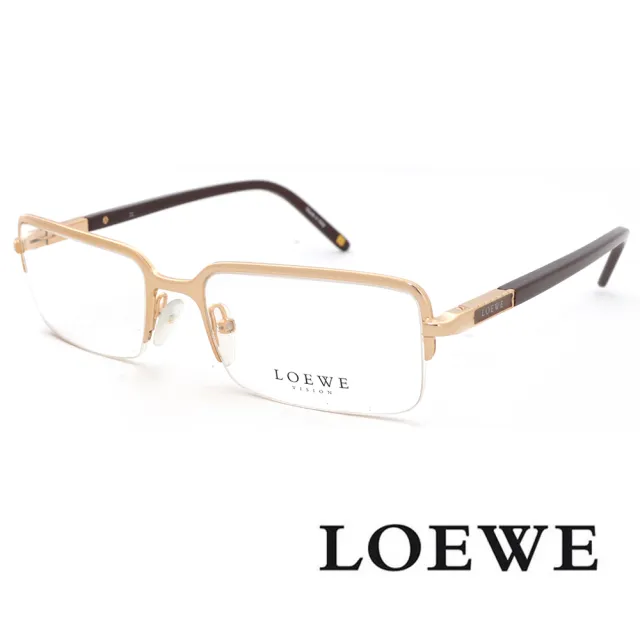 【LOEWE 羅威】歐式浪漫-經典眉框光學眼鏡(金 VLW266-0300)