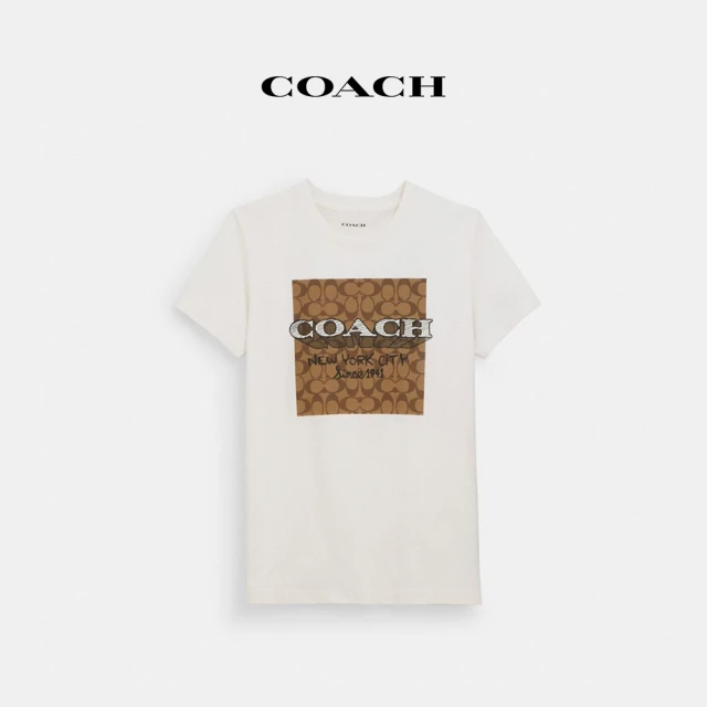 COACH蔻馳官方直營 NEW YORK棉質經典Logo印花T恤-白色(CT626)