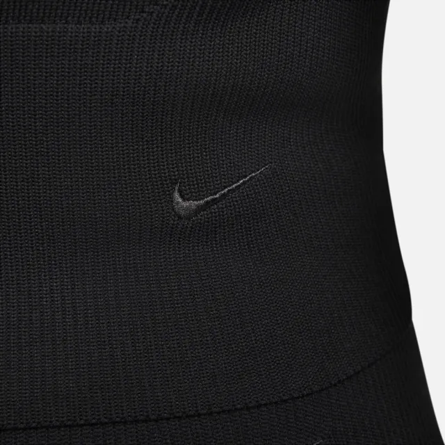 【NIKE 耐吉】長袖 上衣 短版 半拉鍊式 女 AS W NSW NK CHLL KNT SWTR QZ C 黑色(FN4690010)