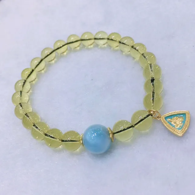 【勝弘珠寶】多明尼加藍珀配拉利瑪石手串-8mm