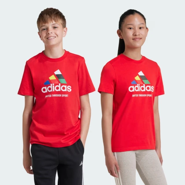 adidas 愛迪達 短袖上衣 童裝 大童 男女童 運動 TIRO NATIONS T 紅 IY8127