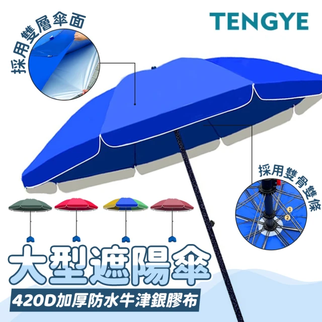 TENGYE 3米雙頂戶外遮陽傘(羅馬傘/庭院傘/太陽傘/遮