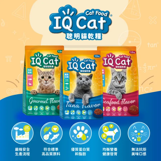 【IQ CAT】聰明貓乾糧-多種口味 1.5KG(貓飼料/成貓)