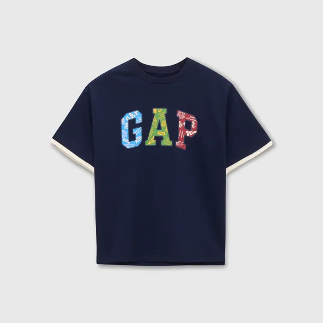 【GAP】男童裝 Logo純棉印花圓領短袖T恤-海軍藍(642272)