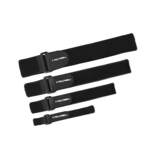 【POLYWELL】扣環式魔鬼氈萬用束帶 2*30cm /黑色 /5入