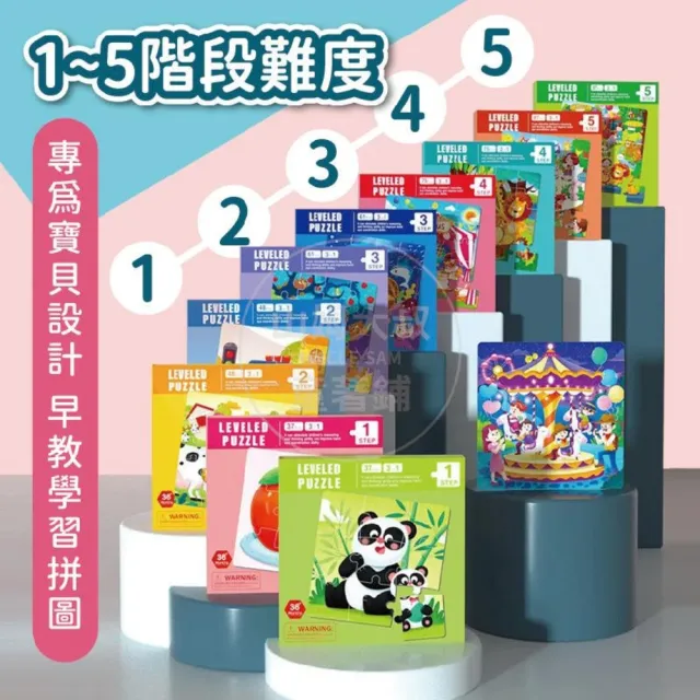 【山姆大叔】兒童磁吸拼圖書5本套裝(磁鐵磁性認知 益智進階大塊拼圖)