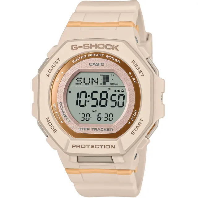 【CASIO 卡西歐】G-SHOCK 計步藍芽手錶 柔和色調女錶 送禮 禮物 推薦(GMD-B300-4)