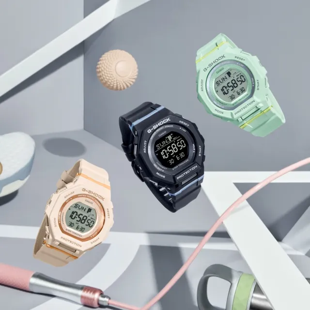 【CASIO 卡西歐】G-SHOCK 自然色調  跑步訓練 運動手錶 電子錶-橘(GMD-B300-4)