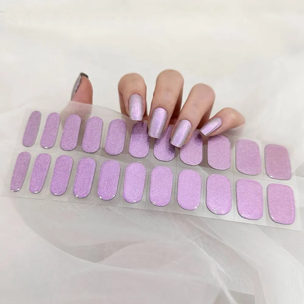 【Porabella】ins風美甲貼片 亮粉紫美甲貼 穿戴甲 指甲貼 假指甲 指甲片 凝膠貼片 韓版光療美甲免照燈