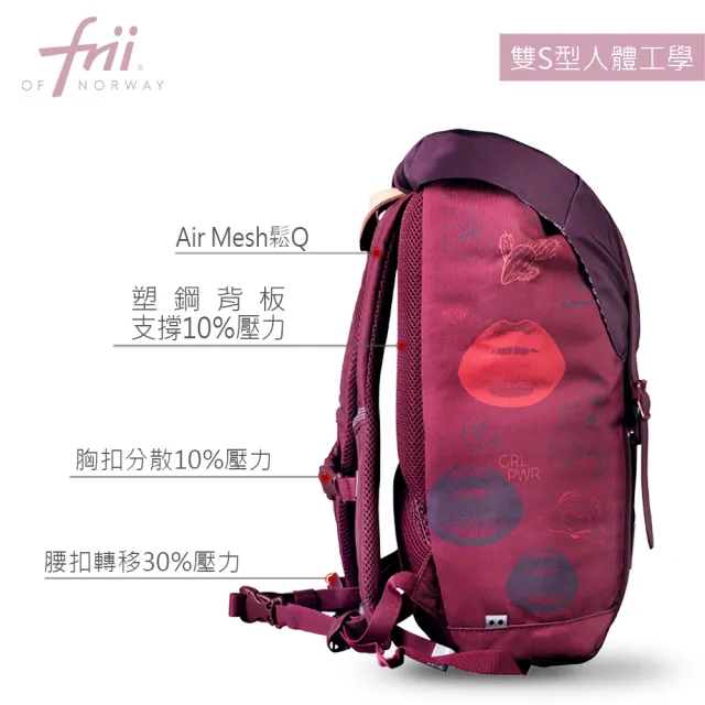 【Frii】28L 830g｜羽量護脊書包｜直率女麗贈小包(Frii自由想像精選 適用身高 三年級-六年級135-160cm)