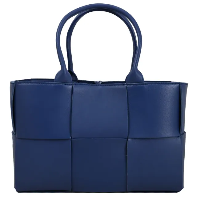 【BOTTEGA VENETA 寶緹嘉】經典手工大格編織小牛皮附萬用袋肩背包托特包(藍 買就送BV隨機吊飾鑰匙圈)