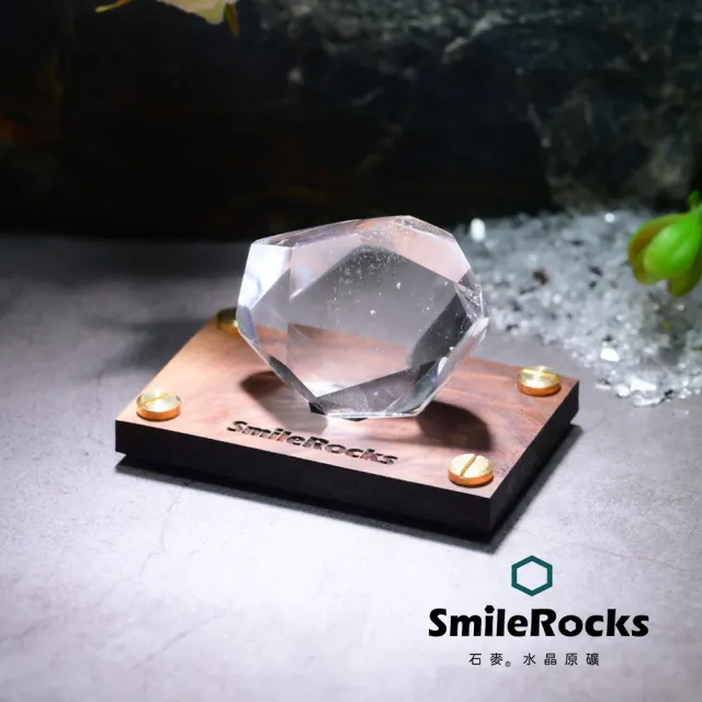 【SmileRocks 石麥】石麥水晶原礦  白水晶隨形冰塊No.621060781(SmilePad 6X9底板)