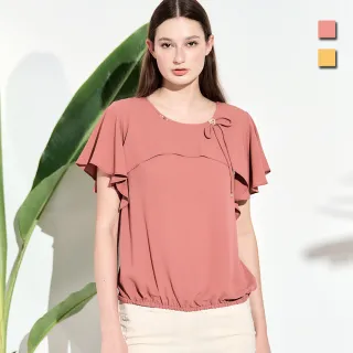 【TOWN’WEAR 棠葳】氣質鑽飾領結T恤2色(中大尺碼/女上衣/女上著/短袖/素色/淑女)