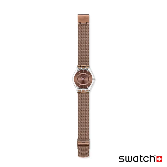 【SWATCH】Swatch SKIN超薄系列手錶 MOCHA IN MIND 摩卡 褐色 男錶 女錶 手錶 瑞士錶 錶 金屬錶帶(34mm)