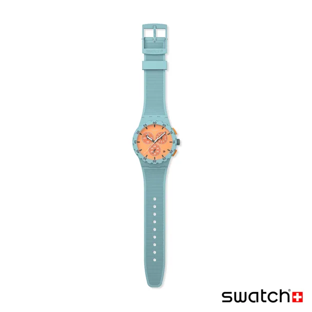 【SWATCH】Chrono 系列 JUICY APRICOT 灰藍色 男錶 女錶 手錶 瑞士錶 錶(42mm)