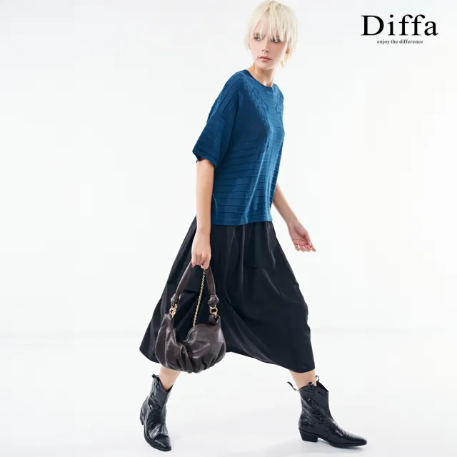 【Diffa】時尚美型車褶設計長寬裙-女