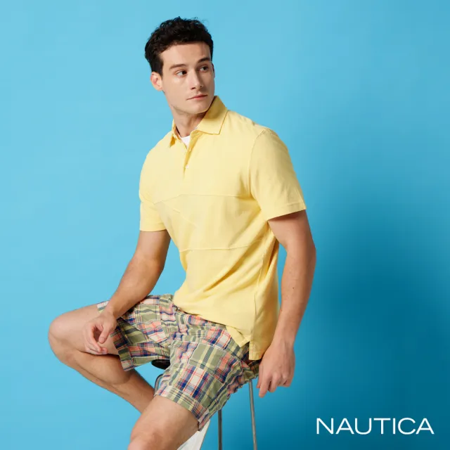 【NAUTICA】男裝 百搭LOGO刺繡短袖POLO衫(黃色)