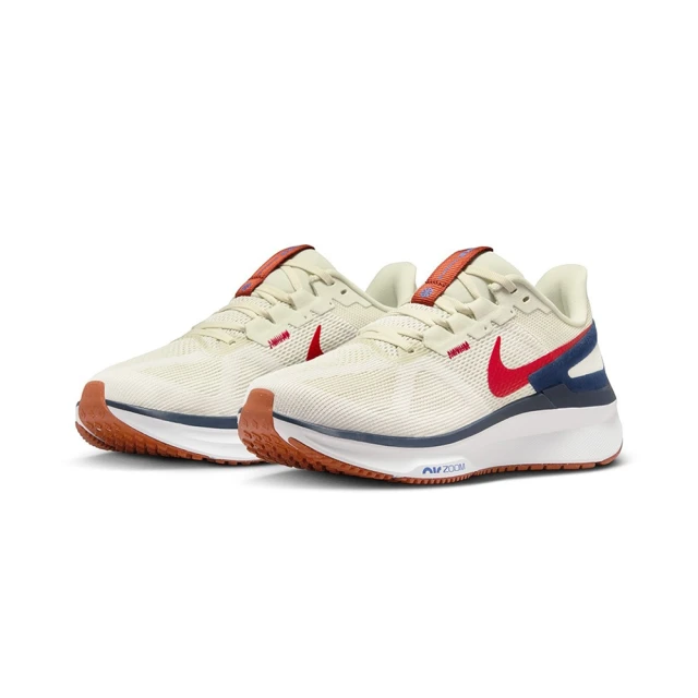 NIKE 耐吉 Nike Air Zoom Structure 25 米白藍紅 慢跑鞋 DJ7883-001(氣墊 支撐 穩定 緩震 路跑 男鞋)