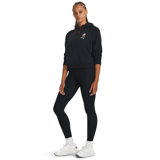 【UNDER ARMOUR】UA 女 HWT Terry Rose長袖帽T_1379834-001(黑色)