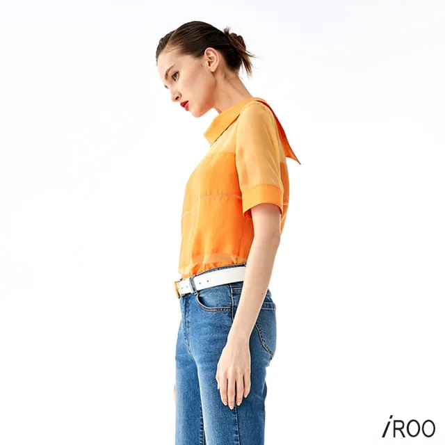 【iROO】透膚拼接上衣