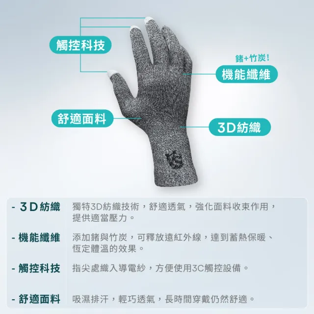 【Vital Salveo 紗比優】觸控手套 機能手套 止滑手套(機能手套/遠紅外線機能/保暖舒適/台灣製造)