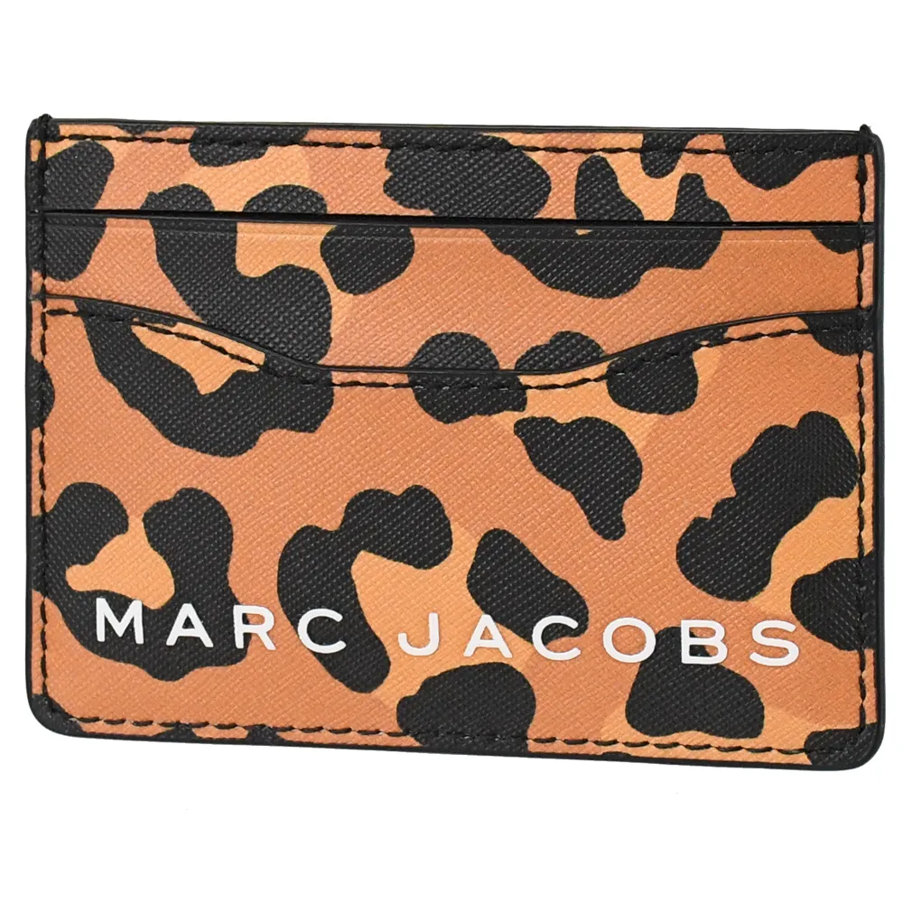 【MARC JACOBS 馬克賈伯】烙印LOGO豹紋名片夾信用卡夾(咖)