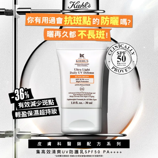 【契爾氏】官方直營 集高效清爽UV防護乳SPF50 PA++++ 60ml(Kiehl’s/大瓶裝)