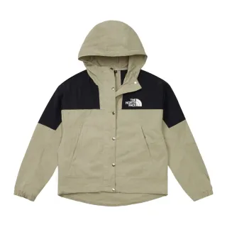 【The North Face 官方旗艦】北面女款灰黑拼接DWR防潑水下擺抽繩連帽外套｜81RX5IF