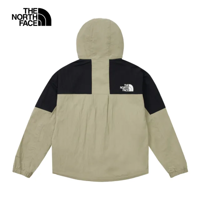 【The North Face 官方旗艦】北面女款灰黑拼接防風防潑水下擺抽繩連帽外套｜81RX5IF(薄外套/ 運動/風衣)