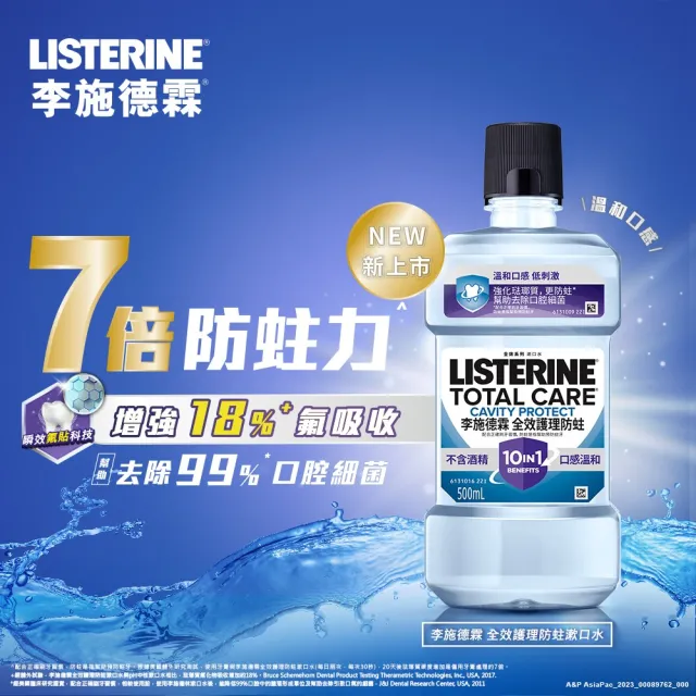 【Listerine 李施德霖】全效護理漱口水750ml(溫和/抗敏感/防蛀/牙齦/亮白)