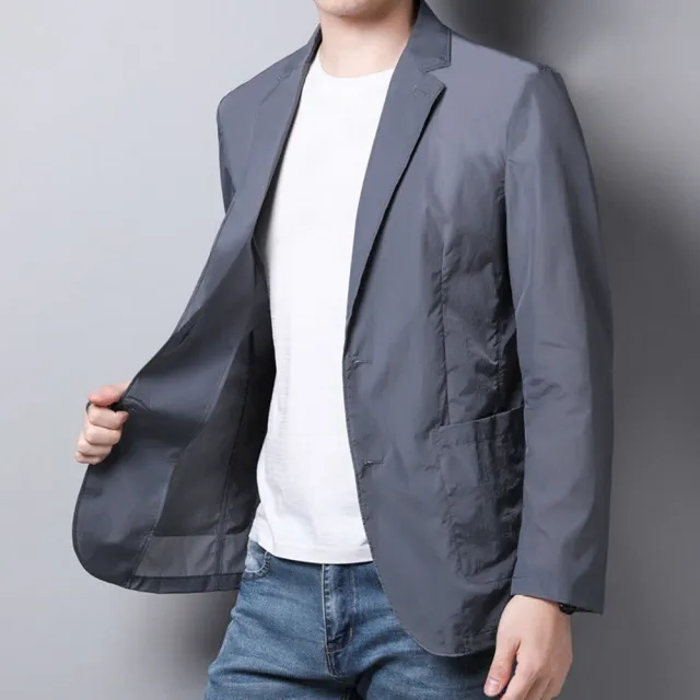 【巴黎精品】現貨+預購 西裝外套休閒西服(春夏微皺輕薄防曬男外套3色p1ac60)