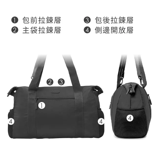 【Travelon】美國 Pi摺疊收納托特包 質感黑 / 防潑水肩背側背包 背帶包 折疊拉桿包 年末送禮