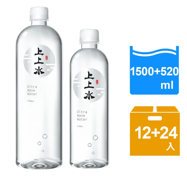 【上上水】遠紅外線小水分子團天然礦泉水(520ml+1500ml各一箱)