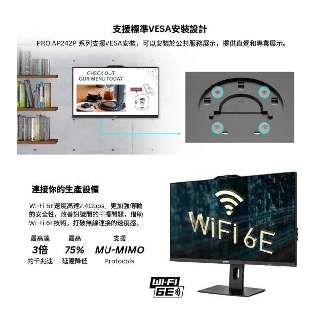 【MSI 微星】Office2021組★24型 i5液晶電腦(PRO AP242P 14M-652W/i5-14400/16G/1TB SSD/W11)